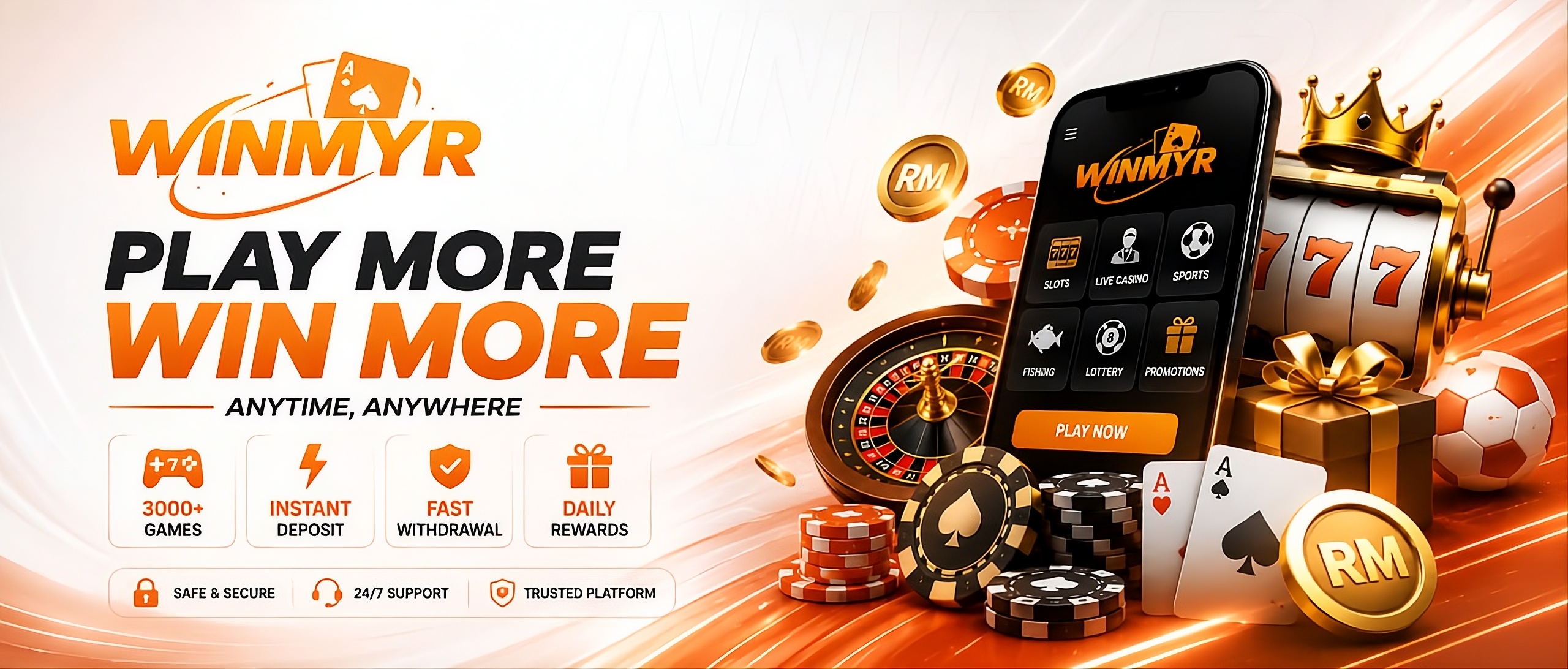 WinMYR — Play More, Win More. 3000+ Games, Instant Deposit, Fast Withdrawal, Daily Rewards.